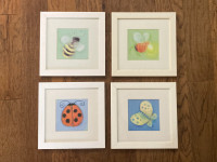 Four bright and colourful prints for playroom