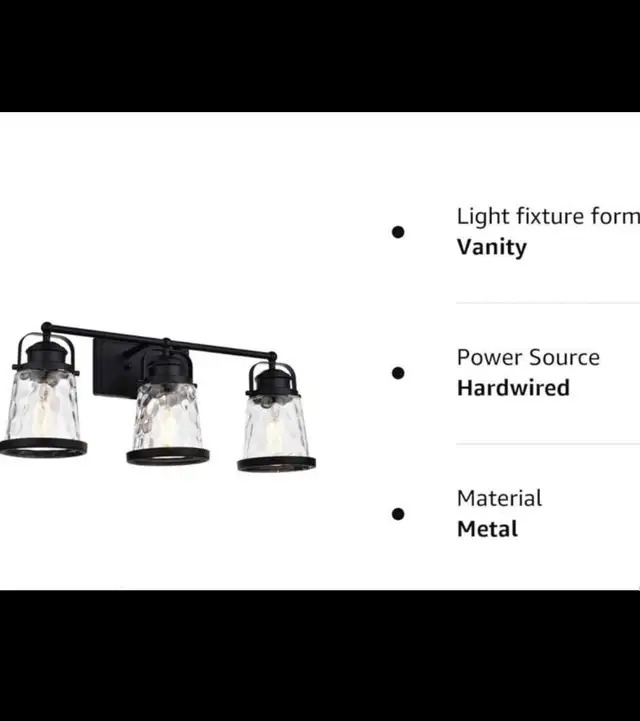 Bathroom Vanity Lights Black 3-Light Industrial Vintage Sconces  in Indoor Lighting & Fans in Hamilton - Image 9