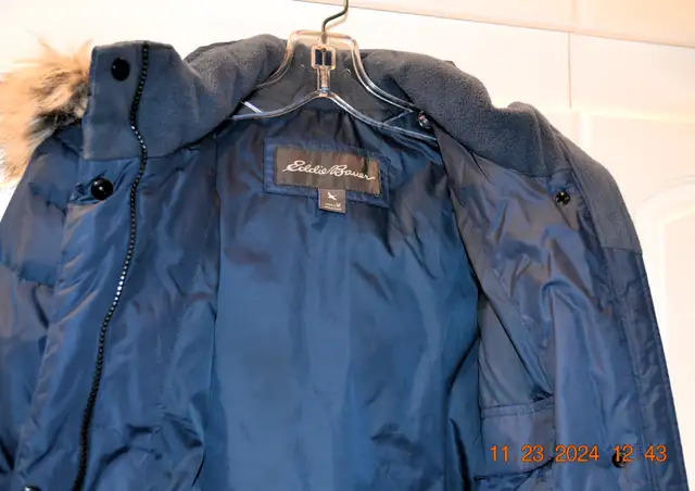 Ladies Mid-Blue EDDIE BAUER Down Coat,Size Medium-LIKE NEW63793683163267123