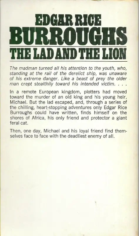 Edgar Rice Burroughs: THE LAD AND THE LION Ace Book #46870 VG+ in Fiction in Ottawa - Image 3
