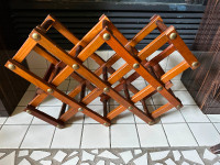 Vintage solid wood folding wine rack holding 10 bottles