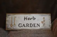 VINTAGE STYLE HERB GARDEN SIGN HANDPAINTED ON RECLAIMED WOOD