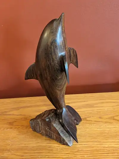 Vintage Hand-carved Ironwood Dolphin Sculpture, View more