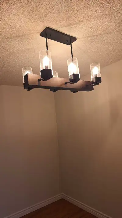 Modern dark wood Pendant 6 Lights  Glass Shades, View more