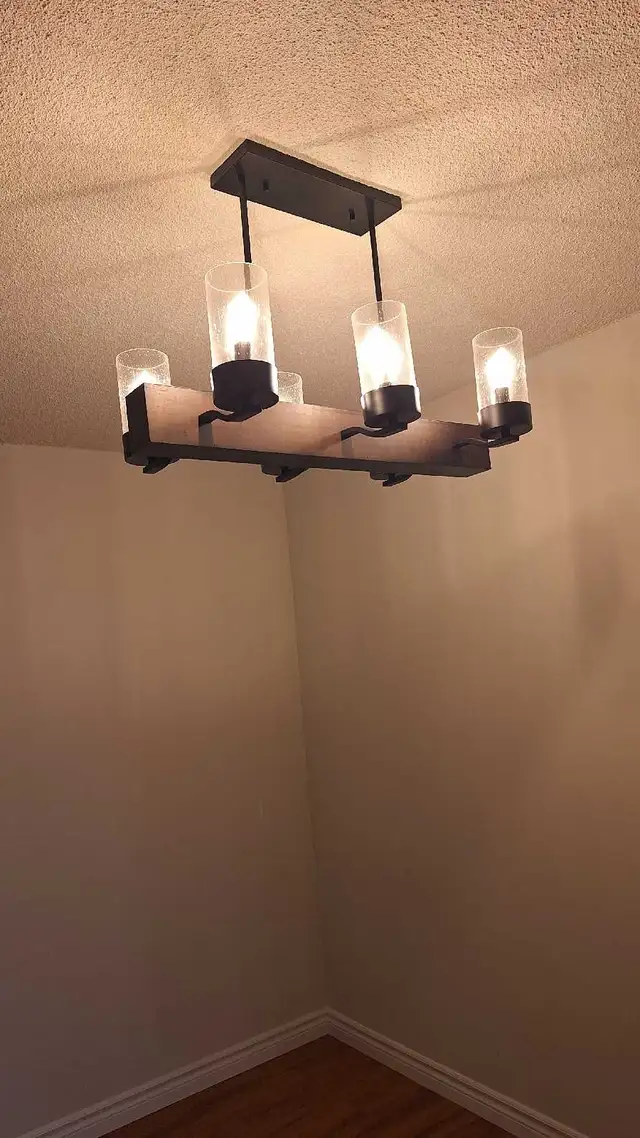 Modern dark wood Pendant 6 Lights  Glass Shades in Indoor Lighting & Fans in Mississauga / Peel Region - Image 2