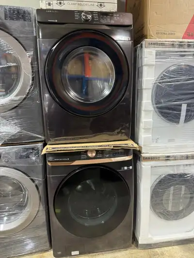 Washer Dryer Samsung Front Load Stainless steel new dent scraches Limited-Time Offer: First come, fi...