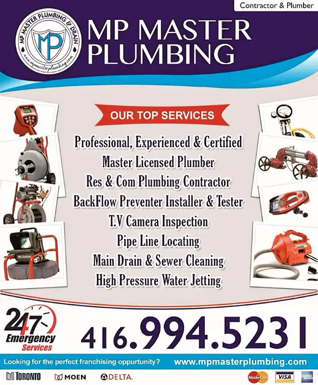 PLUMBING PLUMBER MP MASTER PLUMBING DRAINS 24/7(FREE & ESTIMATE) in Plumbing in City of Toronto - Image 2