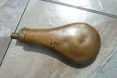 Dixon & Sons Early 19th Century Copper and Brass Powder Flask, View more