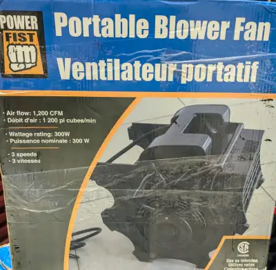 This 3-speed portable blower fan circulates air in workspaces, warehouses, job sites, and garages. I...