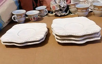 5pcs Vintage GRACE white ceramic florentine square saucers