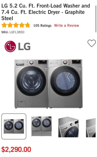 LG Washer and Dryer, View more