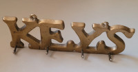 Vinatge Solid Brass "KEYS" Wall Mounted Key Holder Rack