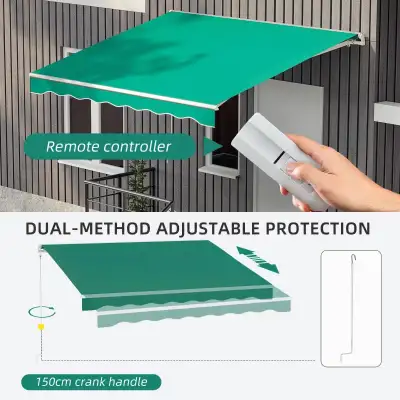 10' x 8' Electric Awning, Retractable Awning Sun Shade Shelter with Remote Controller, Manual Crank...