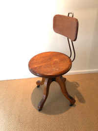 Rare Early 20th Century Adjustable Swivel Chair With Backrest.