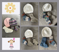  Newborn hand knitted Baby, hats & booties 