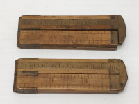 2 Vintage No. 32 Brass & Wood Carpenter's Caliper Ruler