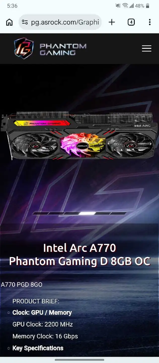 ASRock Intel Arc A770 Phantom Gaming D 8GB OC in System Components in West Island - Image 5