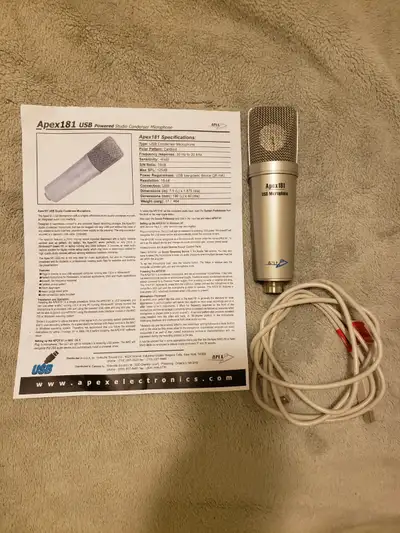 Cool apex mic comes with cable and manual.