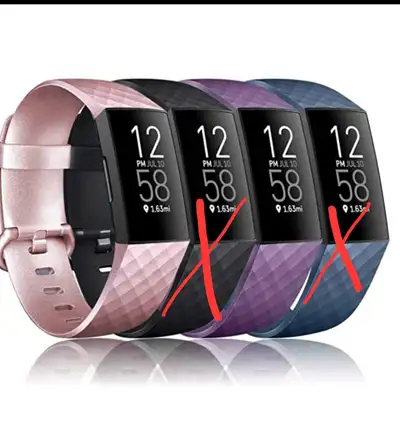 New, soft Replacement bands, compatible with Fitbit Charge 3, 4, 3SE and 4SE. Size Standard $8 each...