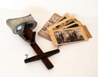 Antique 1901' STEREOSCOPE STEREOVIEWER + 15 stereoviews, View more