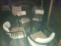Glass Table (3 ½ feet round) & 4 Chairs for sale