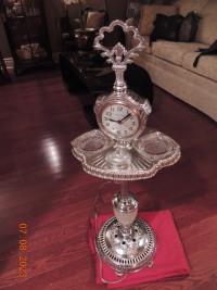 VINTAGE ASHTRAY STAND WITH CLOCK