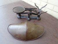 Antique Cast Iron and Brass Scale with Bowl and Weight