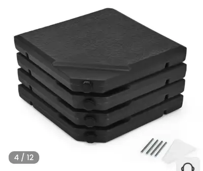 Brand new 4 Pieces Square Fillable Patio Umbrella Base Set with Handle and Funnel Pick up in BURLING...
