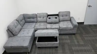 Modern 7-Seater Sectional Sofa – L-Shape Design with Ottoman, View more