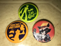 Groot Rocket Raccoon Guardians of the Galaxy Button Lot of 3