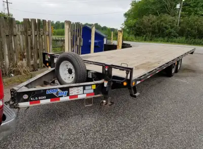 What’s included: - 8.5’ X 24’ deck over trailer - 7k lb axles (14000lb weight limit) - 4 sets chain...
