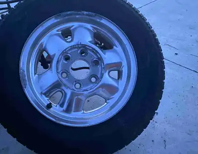 Decent alloy rim set for gmc or Chevy truck. No caps and the tires are not very good. 225/70r16. I t...