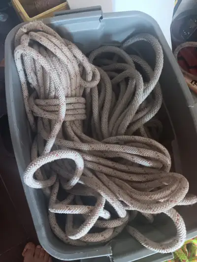 Bin full of tree rigging lines, View more