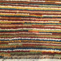 Multi-colored Striped Wool Carpet (~7’ x 9’)