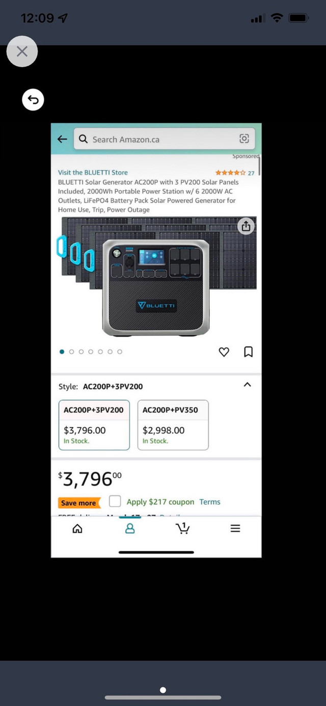 Bluetti AC200P Solar Generator in General Electronics in Markham / York Region