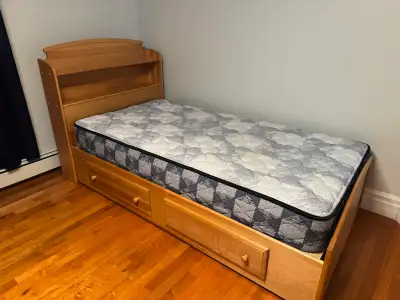 Kids dresser and bed with mattress, View more
