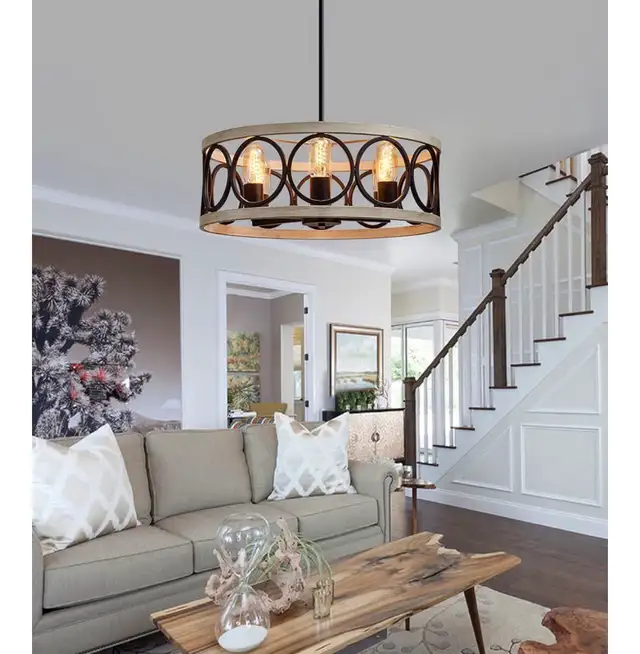 Modern Farmhouse 6-Light Drum Chandelier in Indoor Lighting & Fans in Kitchener / Waterloo - Image 4