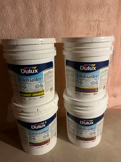 Simply White Paint - 18.5 Litre Dulux Lifemaster Semi Gloss and Matt. 1 Half Pail Semi Gloss, : $100...