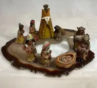 Aboriginal/Indigenous Figure set on geode slice