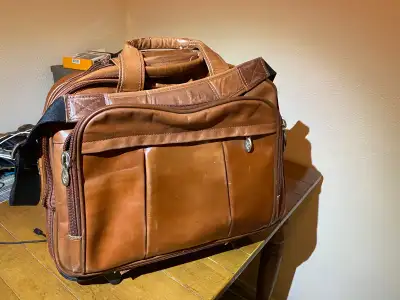 Beautiful Leather Rolling Carry  On Business Case, View more