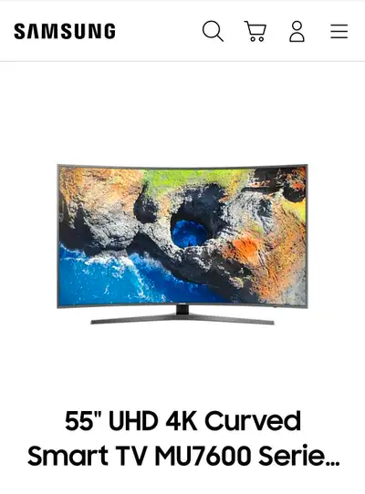 I'm selling my used Samsung 55" 4K curved smart TV, model MU7600, which delivers stunning visuals an...
