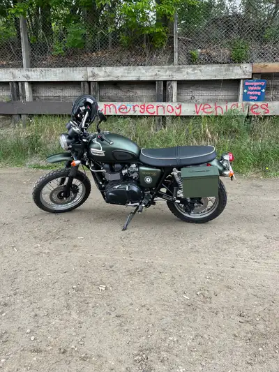Head Turner. Custom triumph scrambler. 865 cc. Custom exhaust, ammo case and front fender. Low miles...