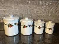 Ceramic Kitchen Canister Set and 2 Matching Bowls