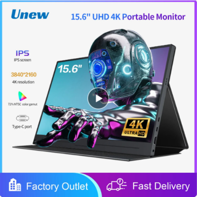 15.6 inch Portable Monitor FHD 3840X2160 Ultra-Thin 4K IPS Scree in General Electronics in Hope / Kent - Image 2