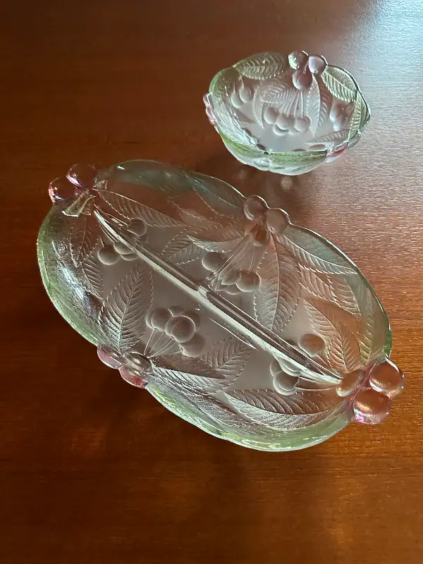 Cherry Glass Plate Vintage Retro Art Deco Antique Cherry Bowl62863733570946122