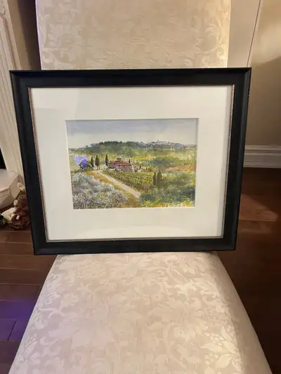 Water colour picture of Tuscany the artist is ASSO. Research says he is a Tuscan Street artist. Size...
