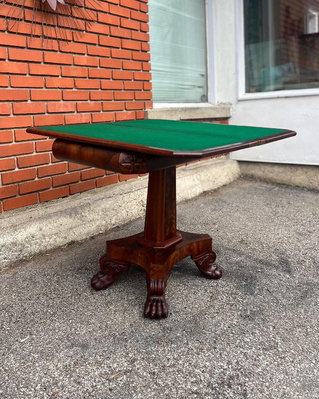 Antique empire mahogany flip top game table circa 1800s dans Autres tables  à Ouest de l’Île - Image 3