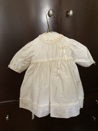 Baby Girl White Dress with Shawl and Shoes Size 6 Months