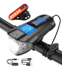 Bike Light Set,Bicycle Headlight with Horn and Speedometer Odome