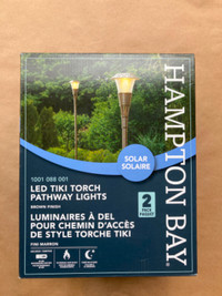 Solar Integrated LED Tiki Torch Pathway Lights (2-Pack)